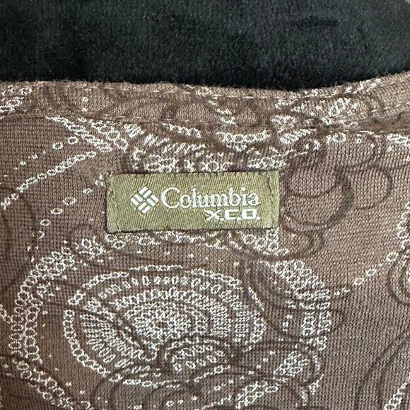 Columbia Womens Brown Top XL Floral Patterned 3/4 Sleeve V-Neck Cotton - Picture 7 of 8